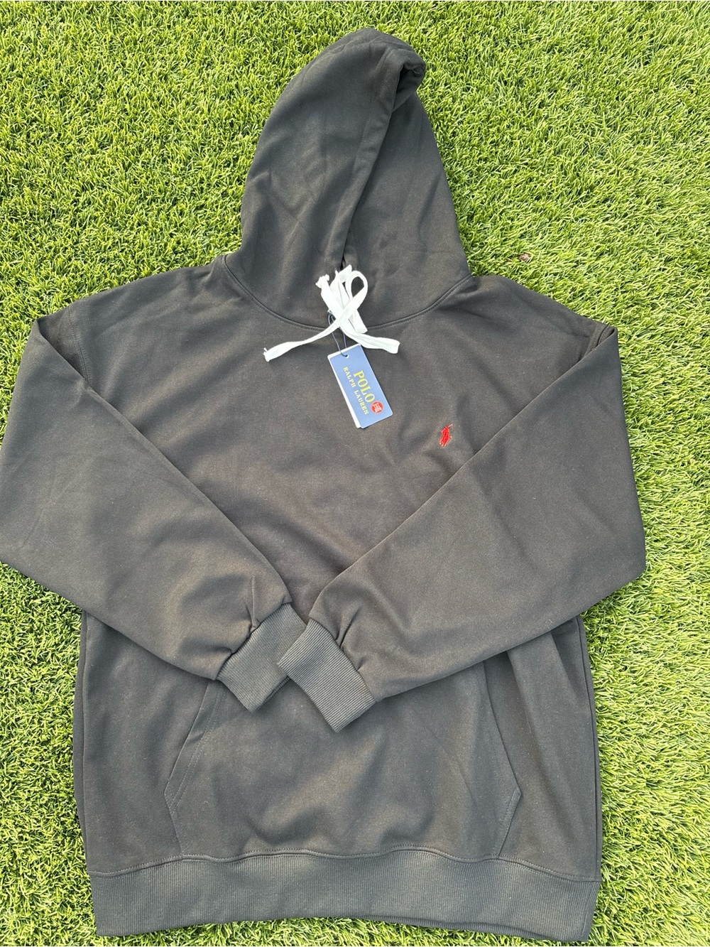 Ralph Lauren Black Hoodie with Red Polo Pony